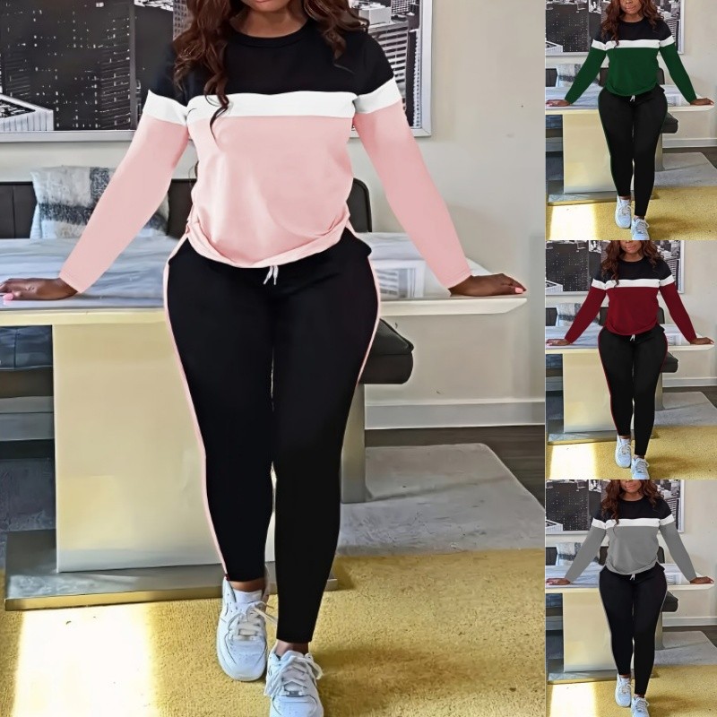 Usboutiquechic Womens 2pcs Outfits Casual Sweatsuits Long Sleeve Matching Sets