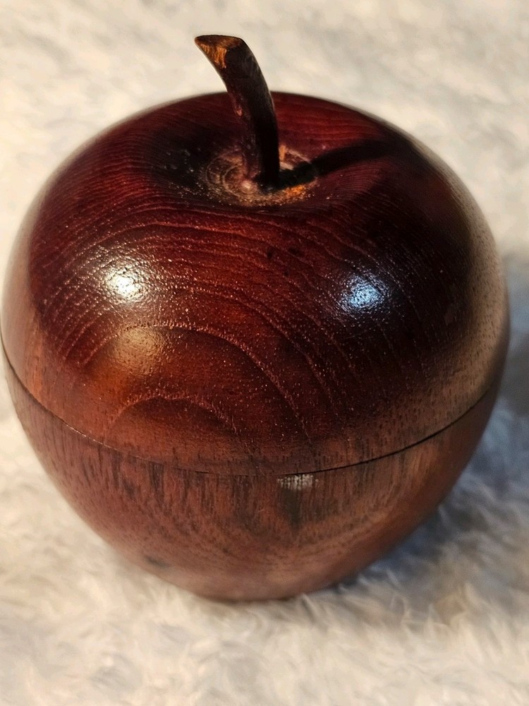 Vintage Teakwood Apple Container Made In Thailand