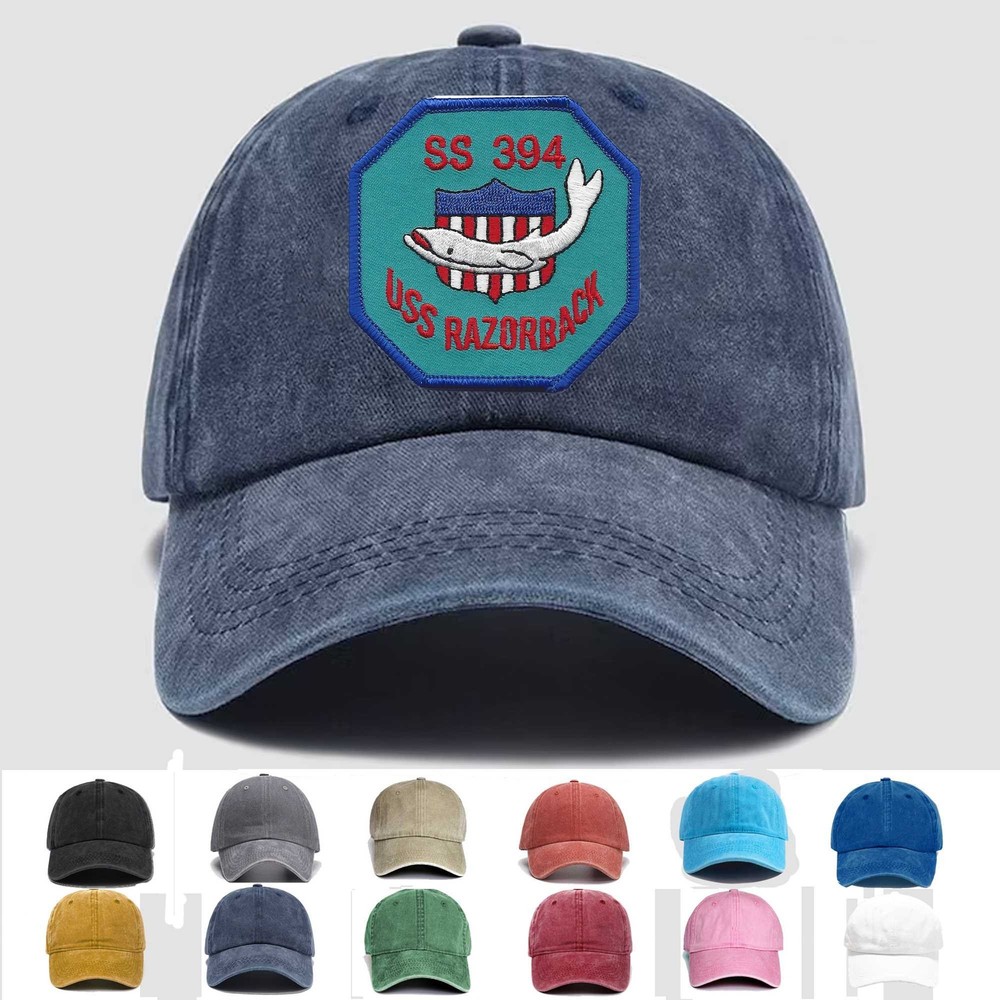 Custom Embroidered Hat SS-394 USS Razorback Shield, Veteran Cap, Trucker Hat
