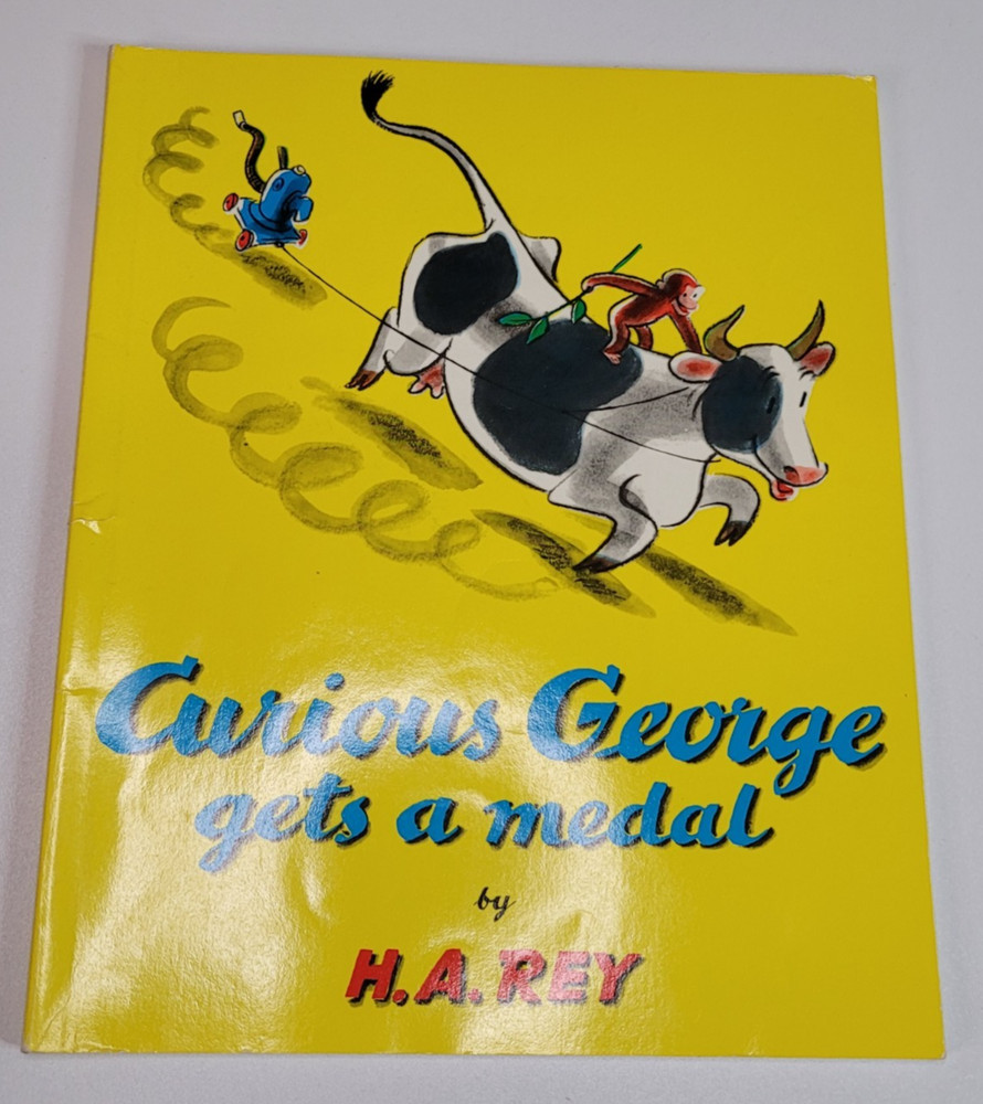 Curious George Gets a Medal by H.A. Rey Vintage Children’s Book Houghton Mifflin