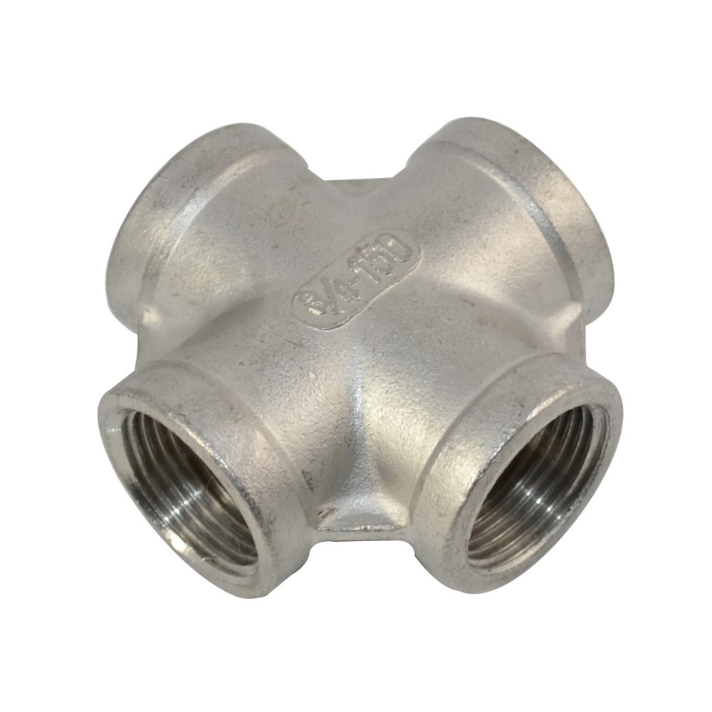 3/4“ 3/4 Inch NPT Threaded 4 Way Cross Coupling Connector SS 304 Pipe Fitting
