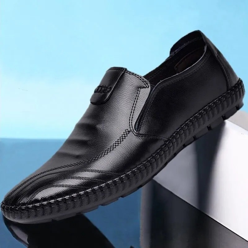Men's Soft Leather Loafers Breathable Casual Slip On Walking Flat Shoes