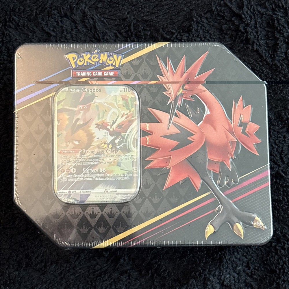 Pokemon Tcg Crown Zenith Tin [Galarian Zapdos] Factory Sealed..