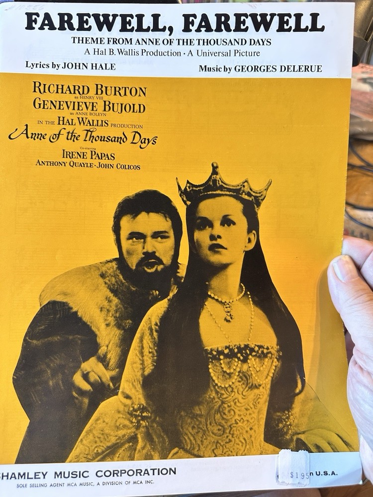 E 1970 GENEVIEVE BUJOLD Movie Sheet Music ANNE OF THE THOUSAND DAYS