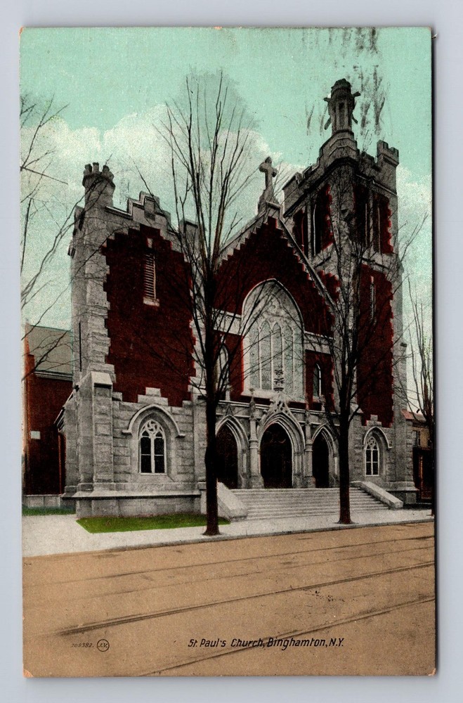 Binghamton NY-New York St Paul's Church Vintage c1909 Postcard