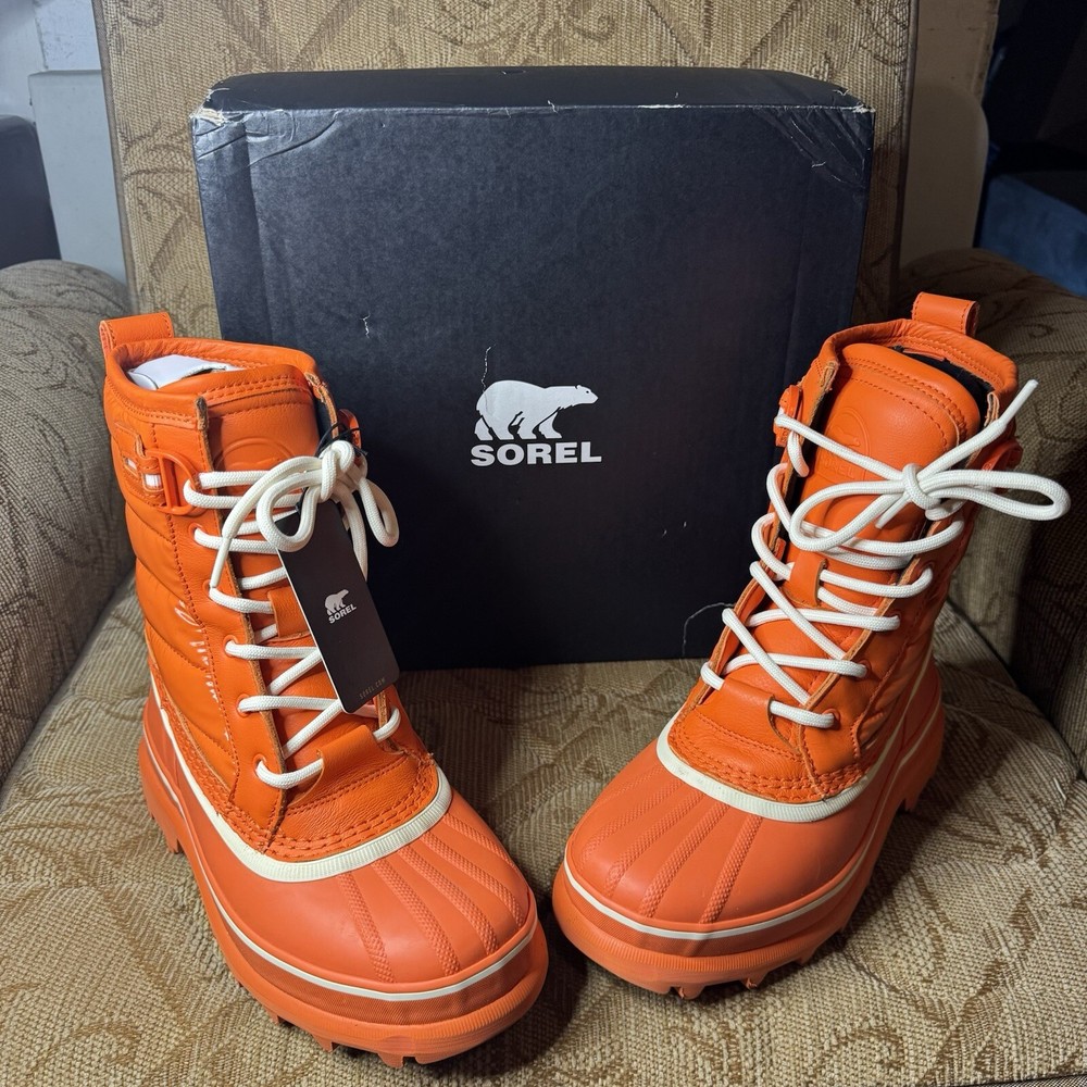 Women's Sorel Caribou Royal Waterproof Winter Boots in Orange - Size 6.5
