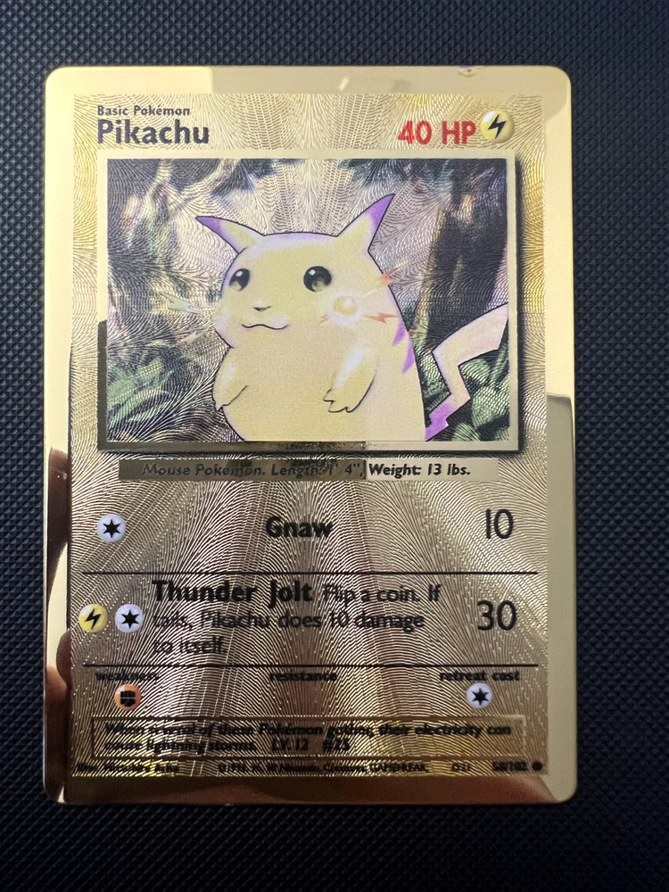 Pikachu 58/102 Gold Metal Card Pokemon TCG Celebrations UPC Ultra Promo LP+