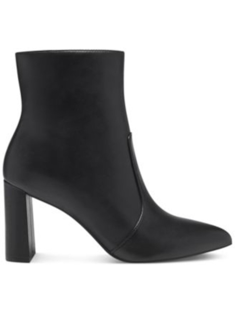 INC Womens Black Arch Support Anila Pointed Toe Block Heel Leather Booties 9.5 M