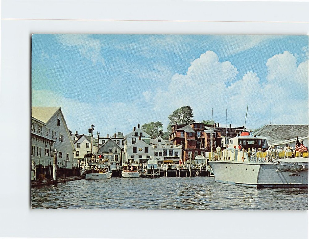Postcard Excursion Boats at Main Waterfront Boothbay Harbor Maine USA