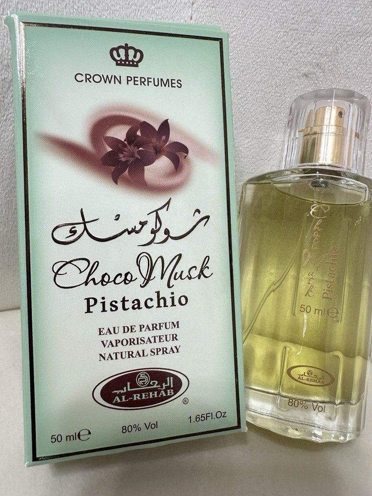 Al-Rehab Choco Musk Pistachio Eau de Parfum Spray 1.65 fl oz Regular Size