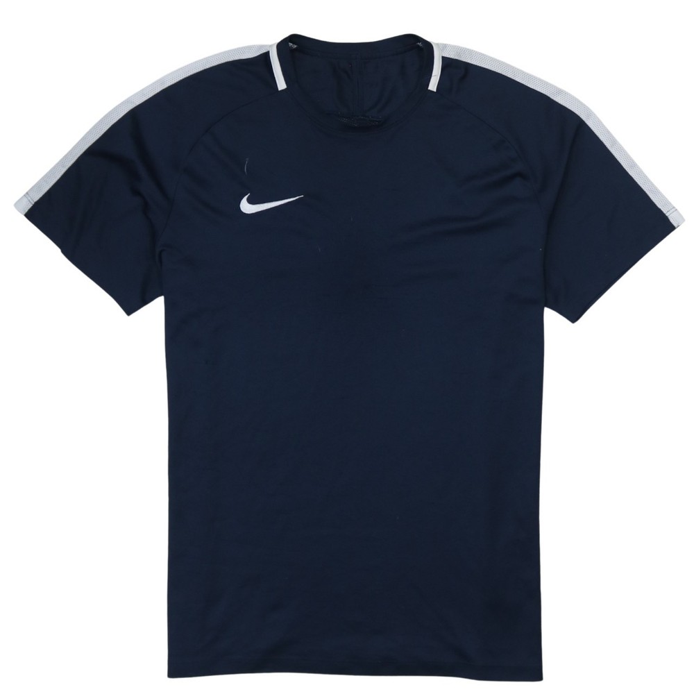 Nike Mens Dri Fit T Shirt Navy Blue Mesh Panels Swoosh Sports Training L