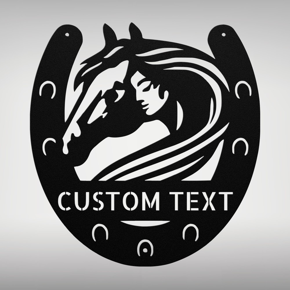 Personalized Horse and Girl Metal Sign Custom Stable Decor Gift for Equestrian