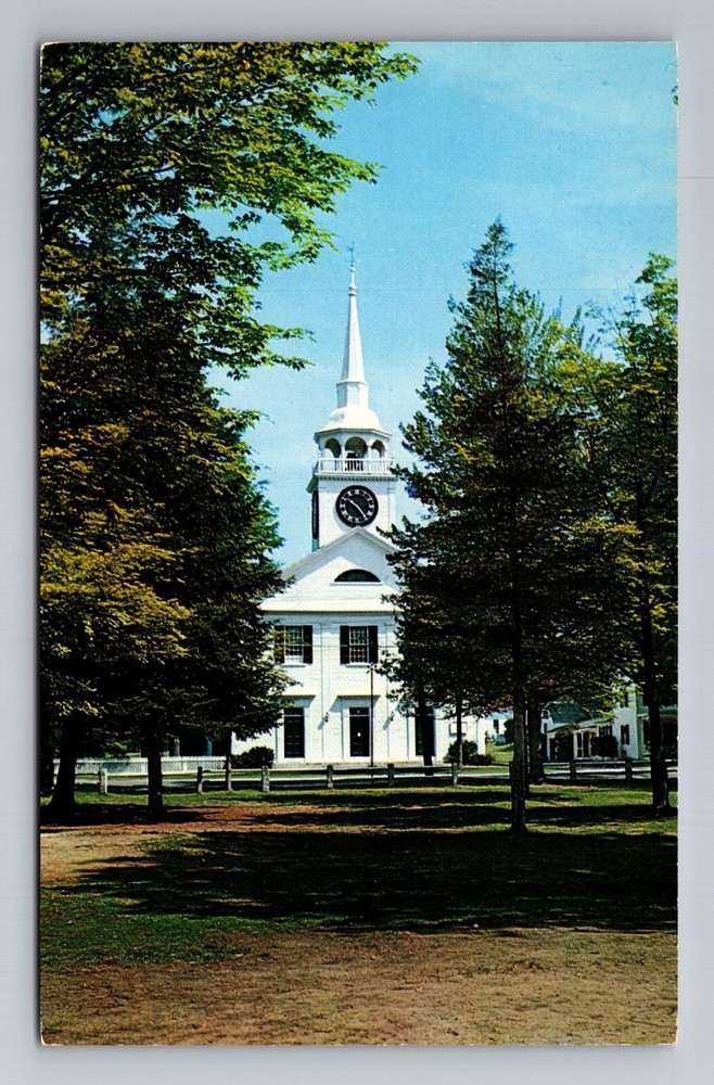 Amherst NH-New Hampshire, Congregational Church, Clock Souvenir Vintage Postcard