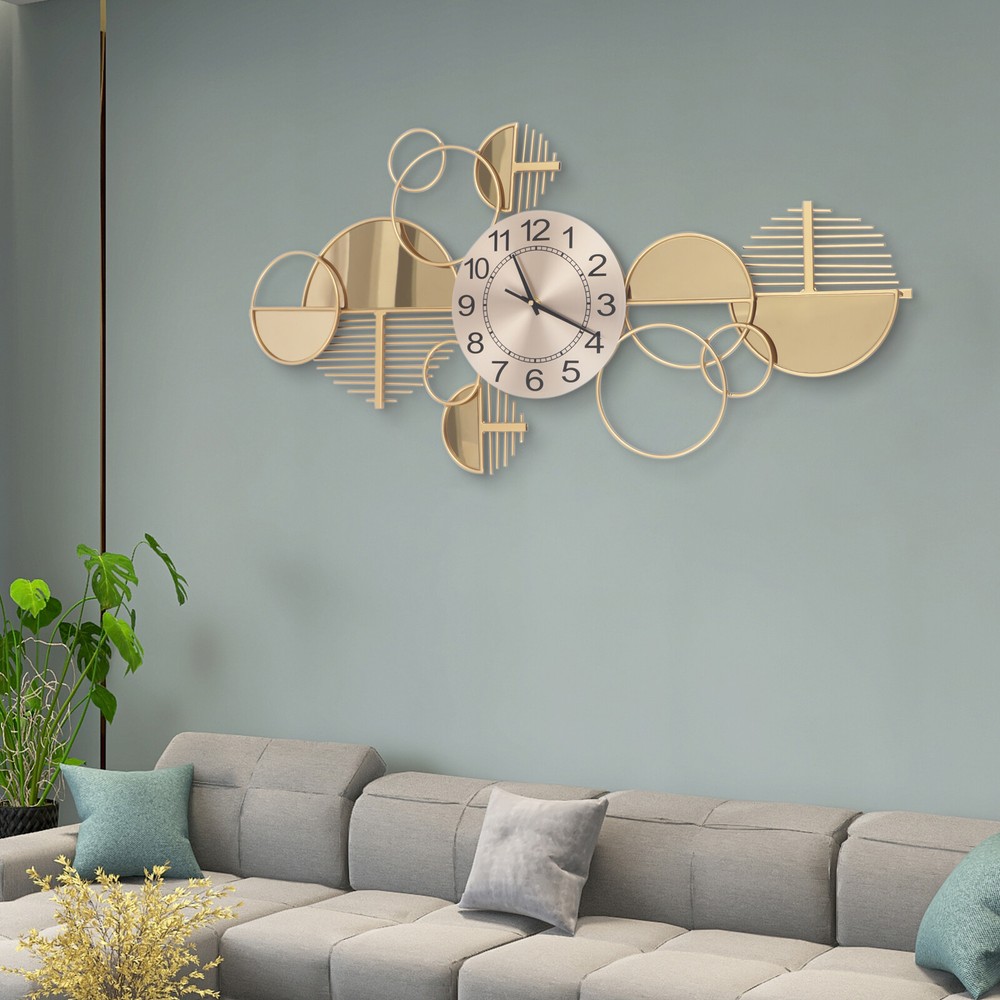 Large Luxury Gold Wall Clock Nordic Style Metal Clocks Home Living Room Decor