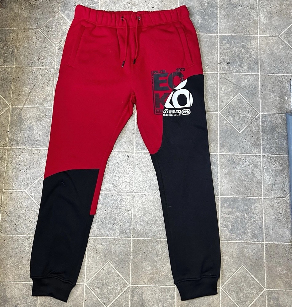 Ecko Unltd Men’s Fleece Jogger Pants Red/Black Size M New