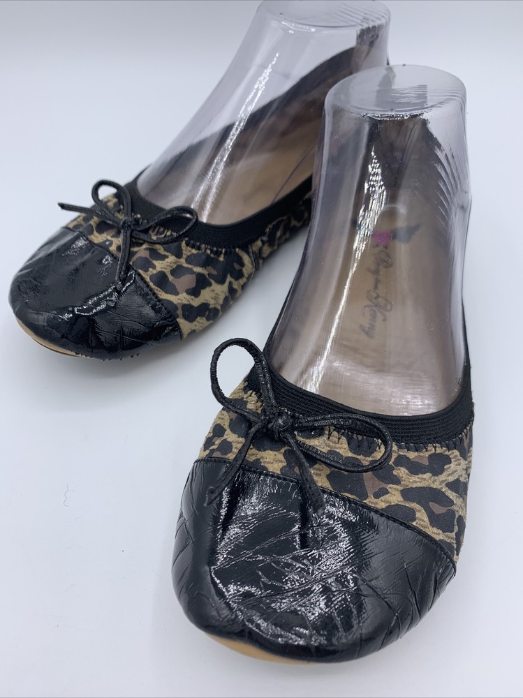 Penny Loves Kenny Foldable Ballet Flats Women’s Size 8.5 Leopard Print Cha Cha