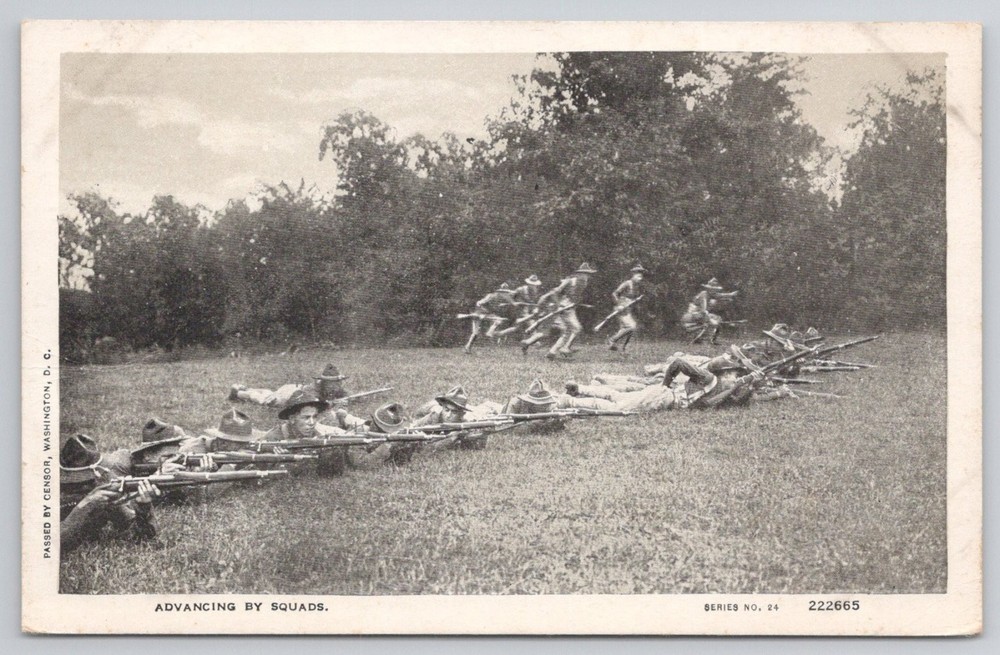 WWI Era US Soldiers Advancing by Squads Postcard Sackett & Wilhelms