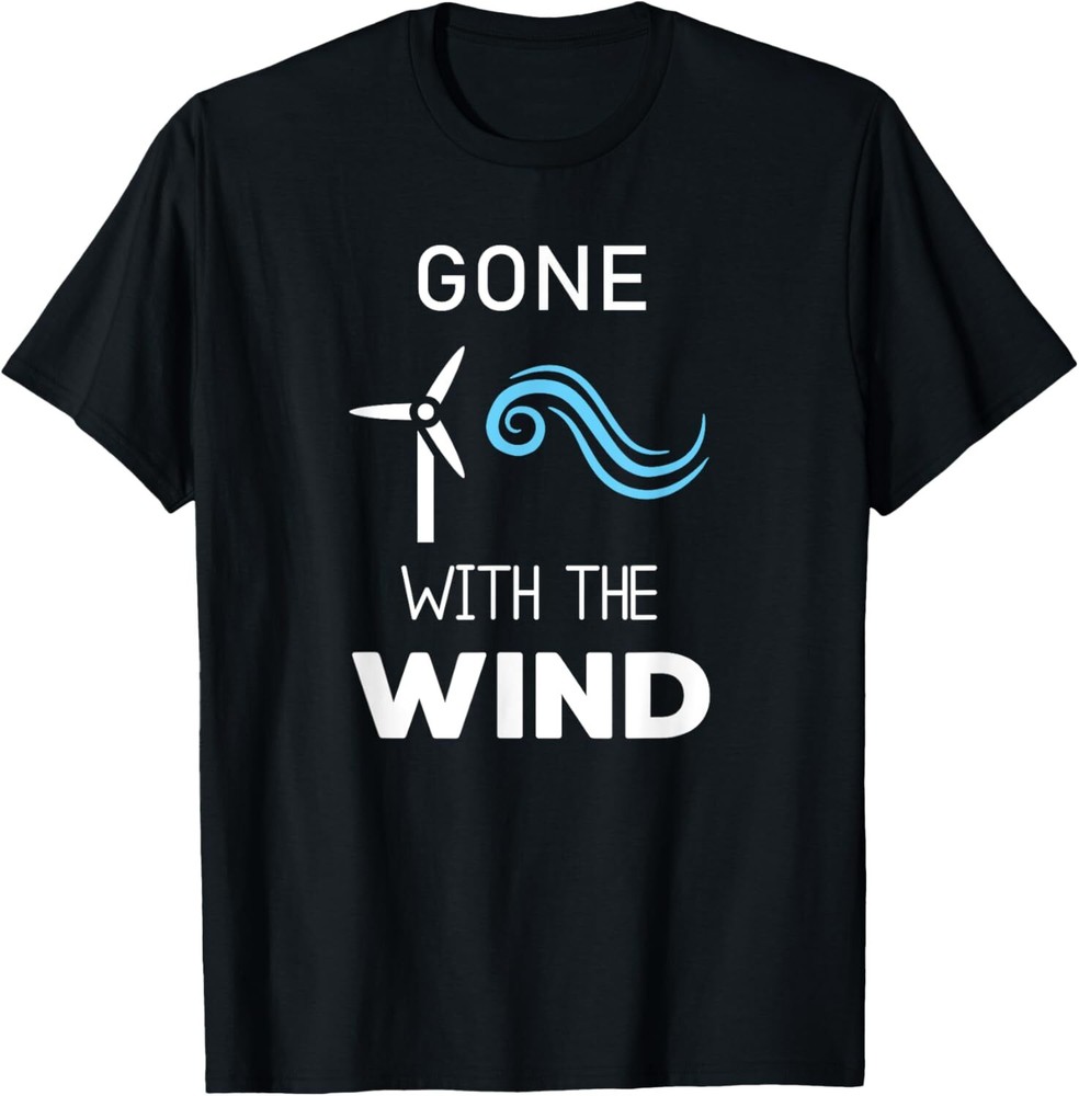 Gone With The Wind Humorous Wind Turbine Graphic Tee Hoodie  