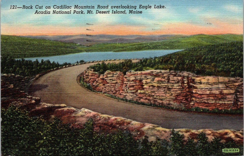 Rock Cut Cadillac Mountain Road Eagle Lake Acadia National Park Maine Postcard-image