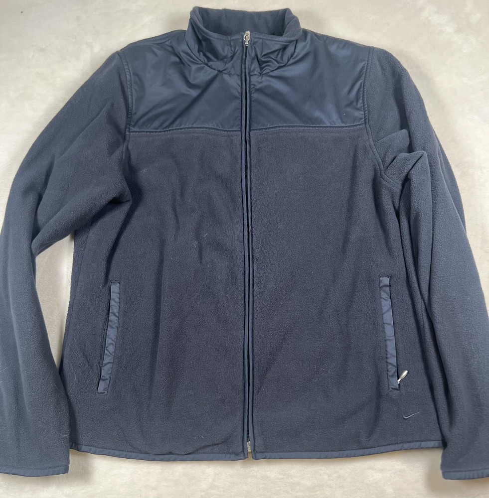 Nike Jacket Womens Medium Blue Therma-Fit Fleece Full Zip Stand Collar