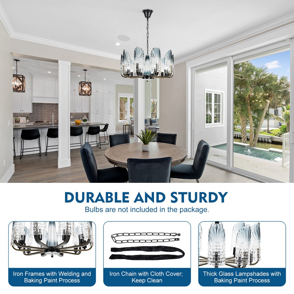 Modern Luxury Crystal Glass LED Pendant Lamp Chandelier Ceiling Light Fixture US