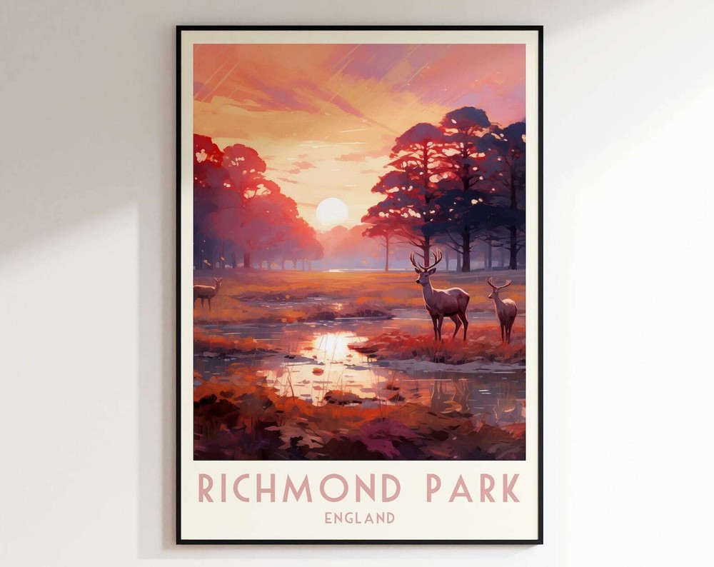 Richmond Park Travel Print England Print United Kingdom Home Decor Wall Art