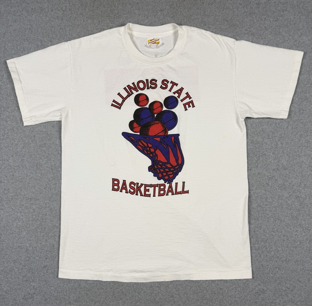 Vintage 90s Illinois State Basketball Single Stitch T-Shirt Powerbar Men’s L USA