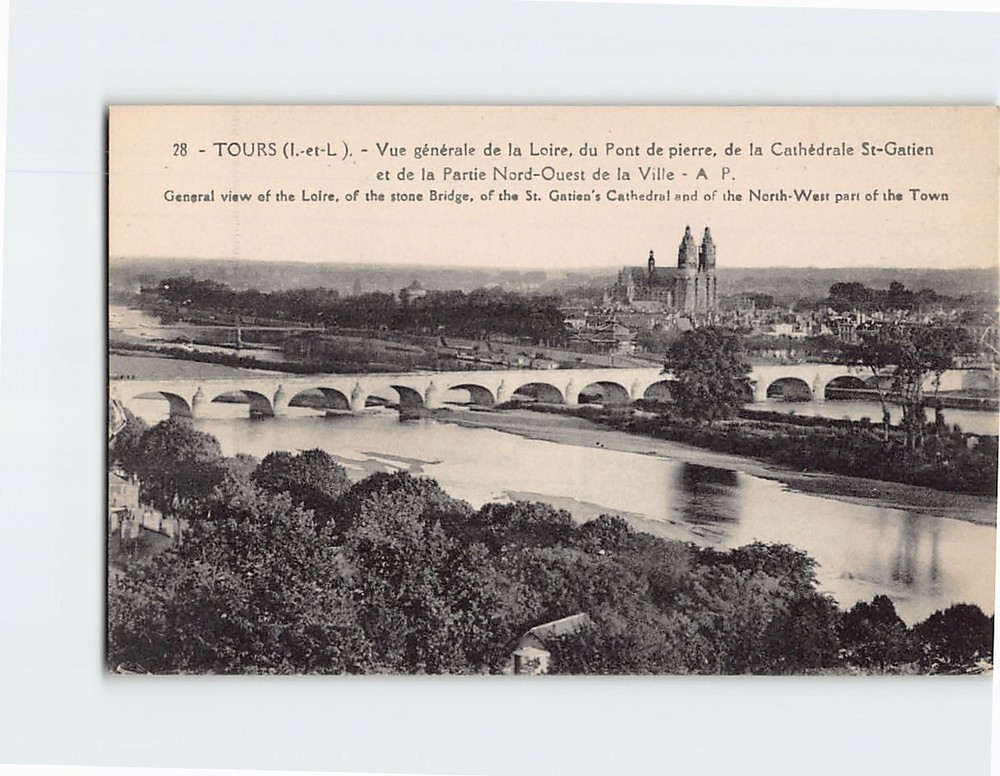 Postcard General View Of The Loire Of The Stone Bridge And Tours City  France