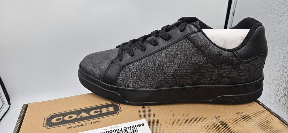 Coach High Line Sig Sneaker Shoes Mens Size 11 Black Graphite Logo Monogram