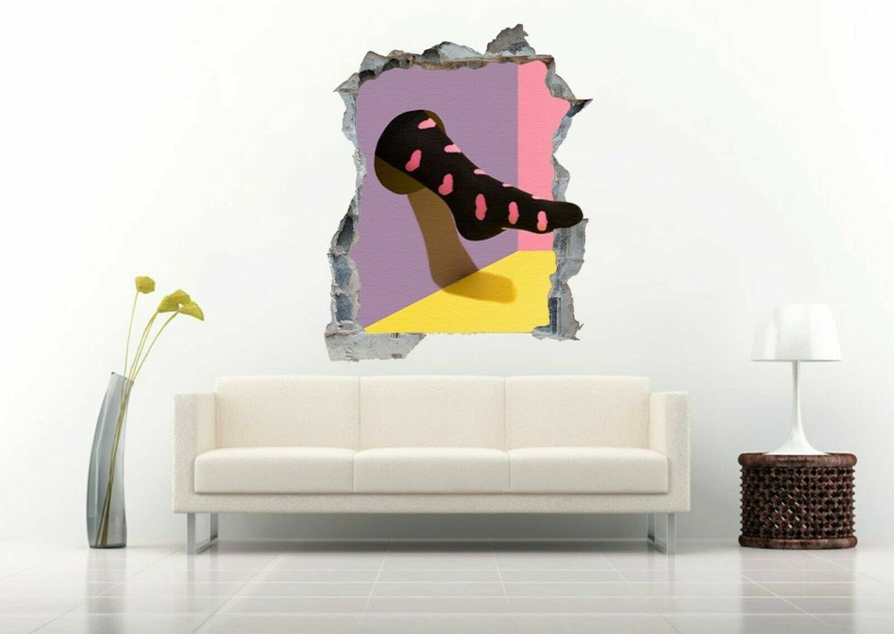 Sock with Hearts Abstract 3D Wall Removable Decal Vinyl Sticker Mural Art Decor-image