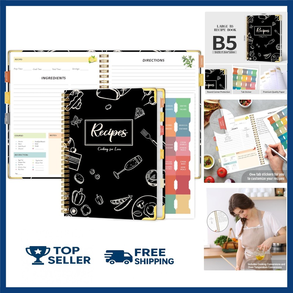 Recipe Book to Write in Your Own Recipes – Blank Recipe Book Cookbook, Hardcover