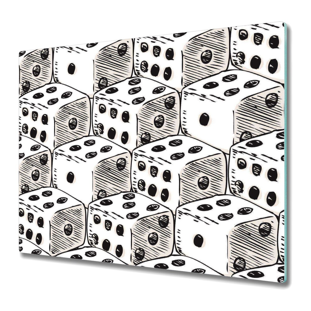 Glass Chopping Cutting Board Dot Cubes vintage retro large white 60x52
