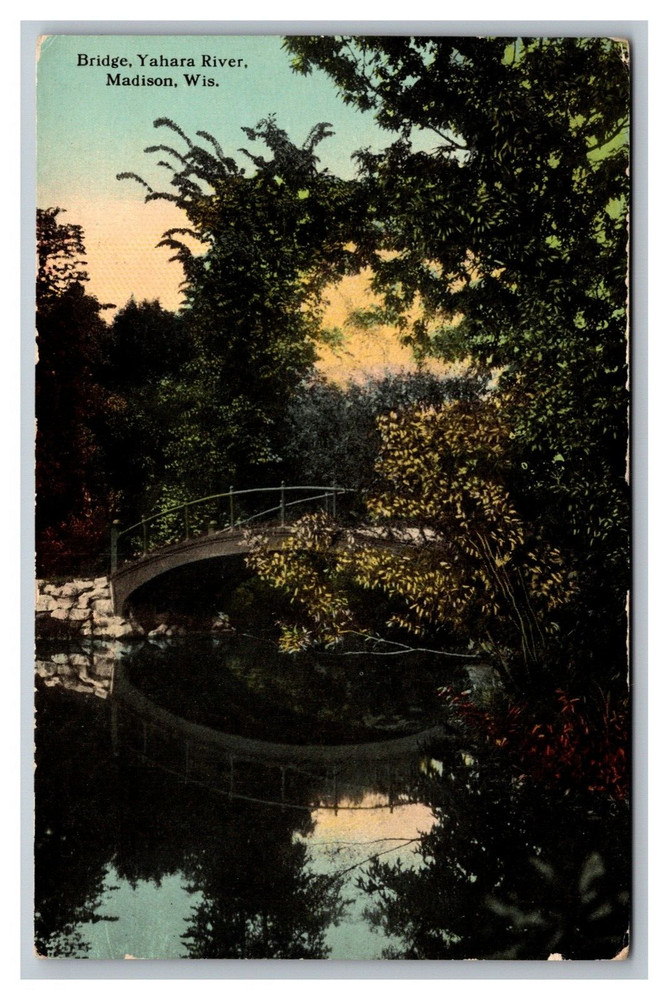 Madison, WI, Bridge, Yahara River Landscape Scene Divided Back Postcard Unposted