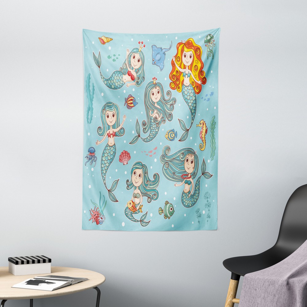 Kids Tapestry Cute Marine Creatures Art Print Wall Hanging Decor