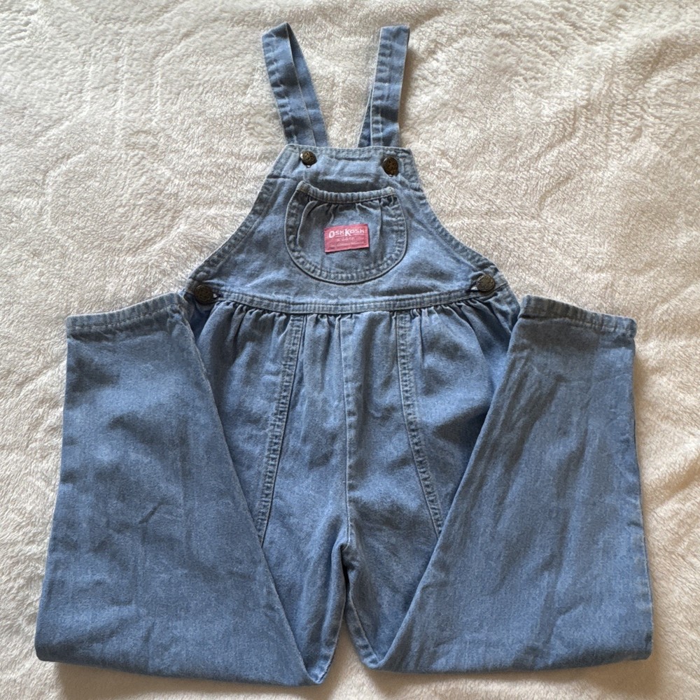 Vintage OshKosh B’gosh Girls Denim Overall Jumpsuit Bubble Light Blue Size 6