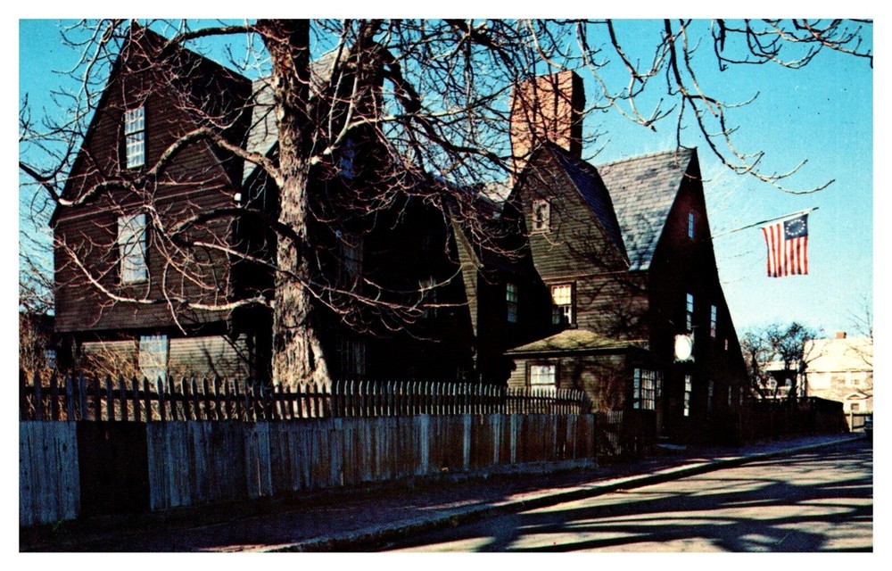 Salem MA Massachusetts House of Seven Gables Street View Chrome Postcard