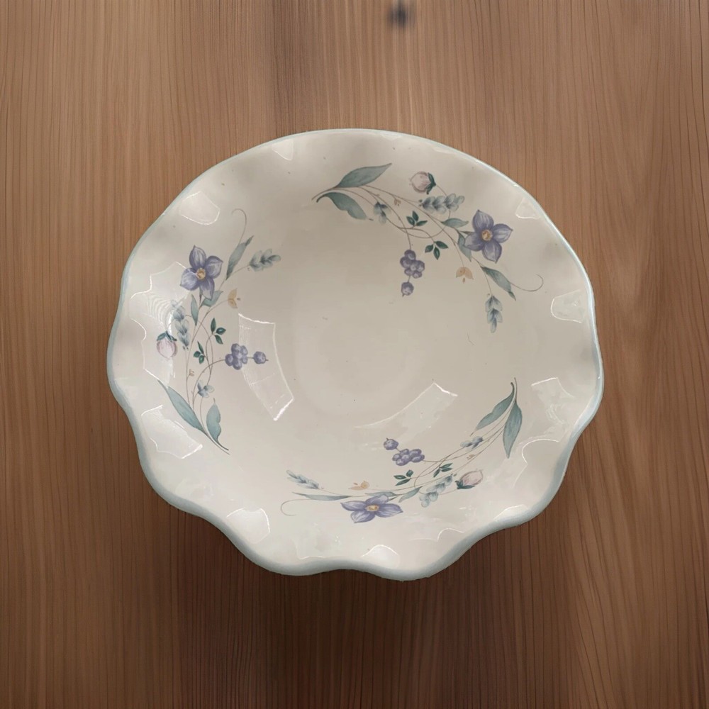 Pfaltzgraff April 9.25-inch Fluted Floral Tray Platter Made in USA