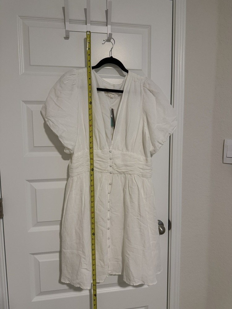 Anthropologie NWT White Cottagecore Dress Plus Sz 1X Linen Blend Peasant Sleeves
