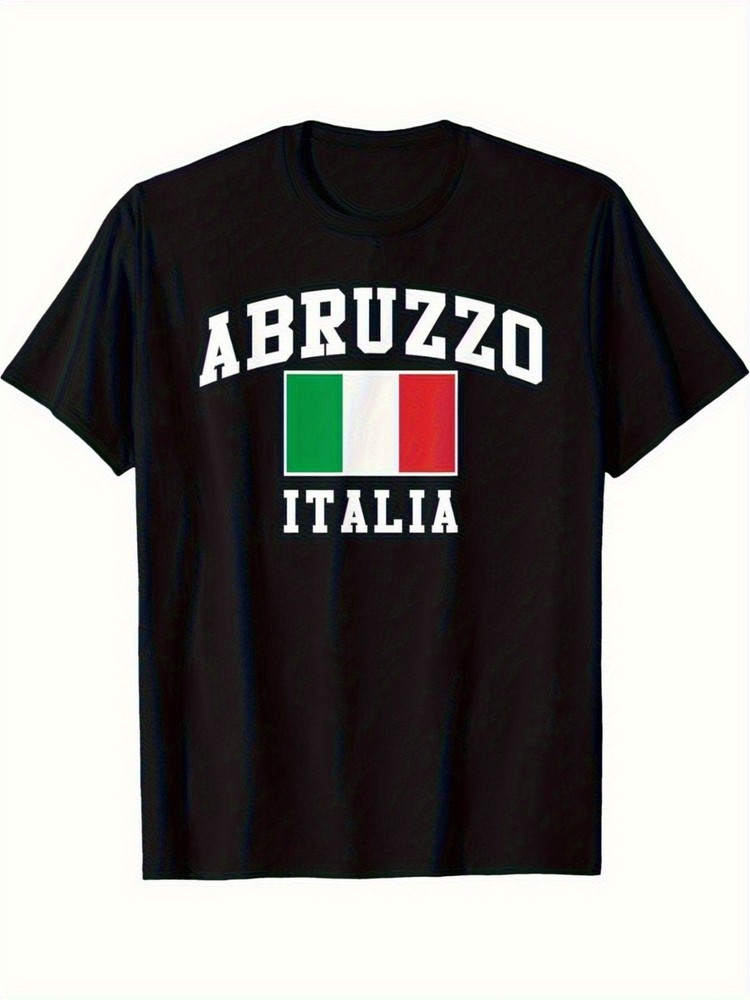 Mens Abruzzo Italy Region T Shirt Italian Flag Graphic Crew Neck Casual Tee-image
