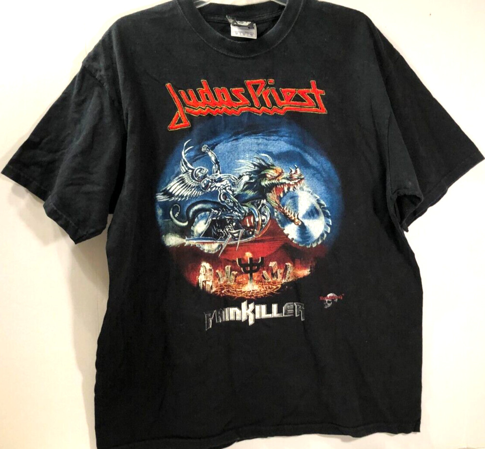 JUDAS PRIEST Vintage Pain Killer Rock & Death 2-Sided Album Black T-Shirt XL