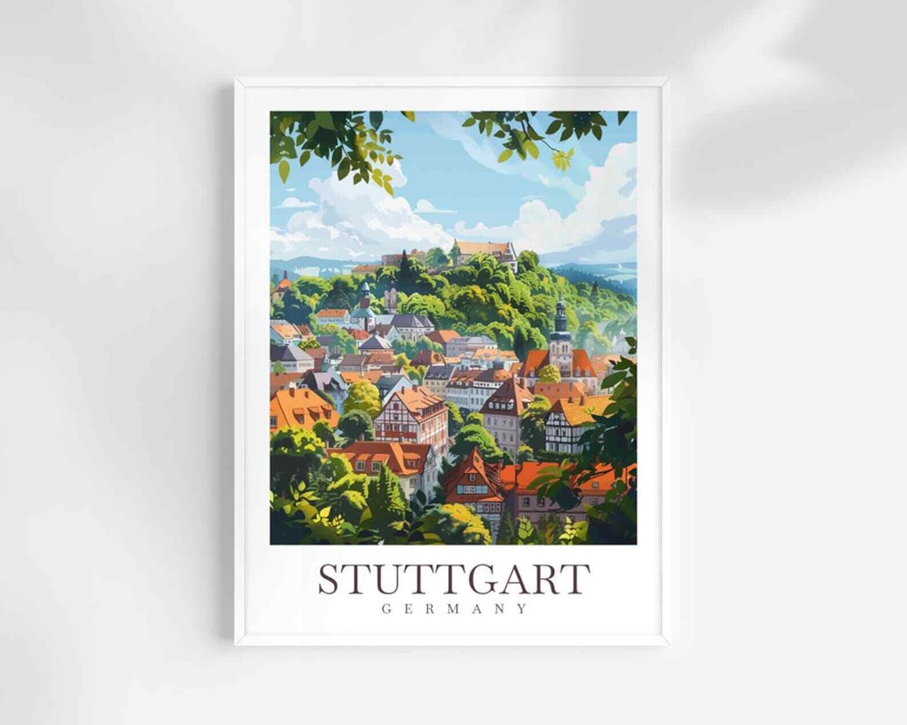 Stuttgart Travel Print Wall Art Germany Wall Hanging Home Dcor Stuttgart Gift