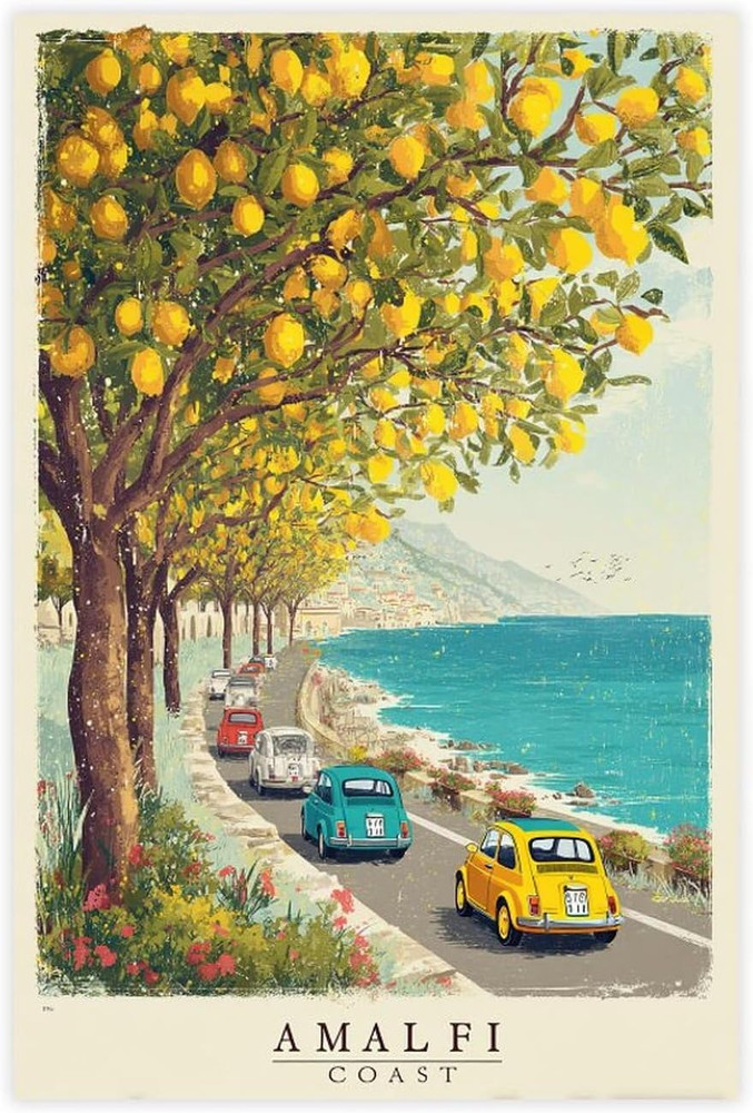 Amalfi Coast Party Decorations Vintage Lemon Wall Art Italy Travel Poster 11 Off