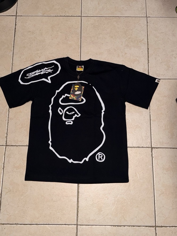 A Bathing Ape Men's Black Cotton Graphic Print T-Shirt Size L Regular Fit