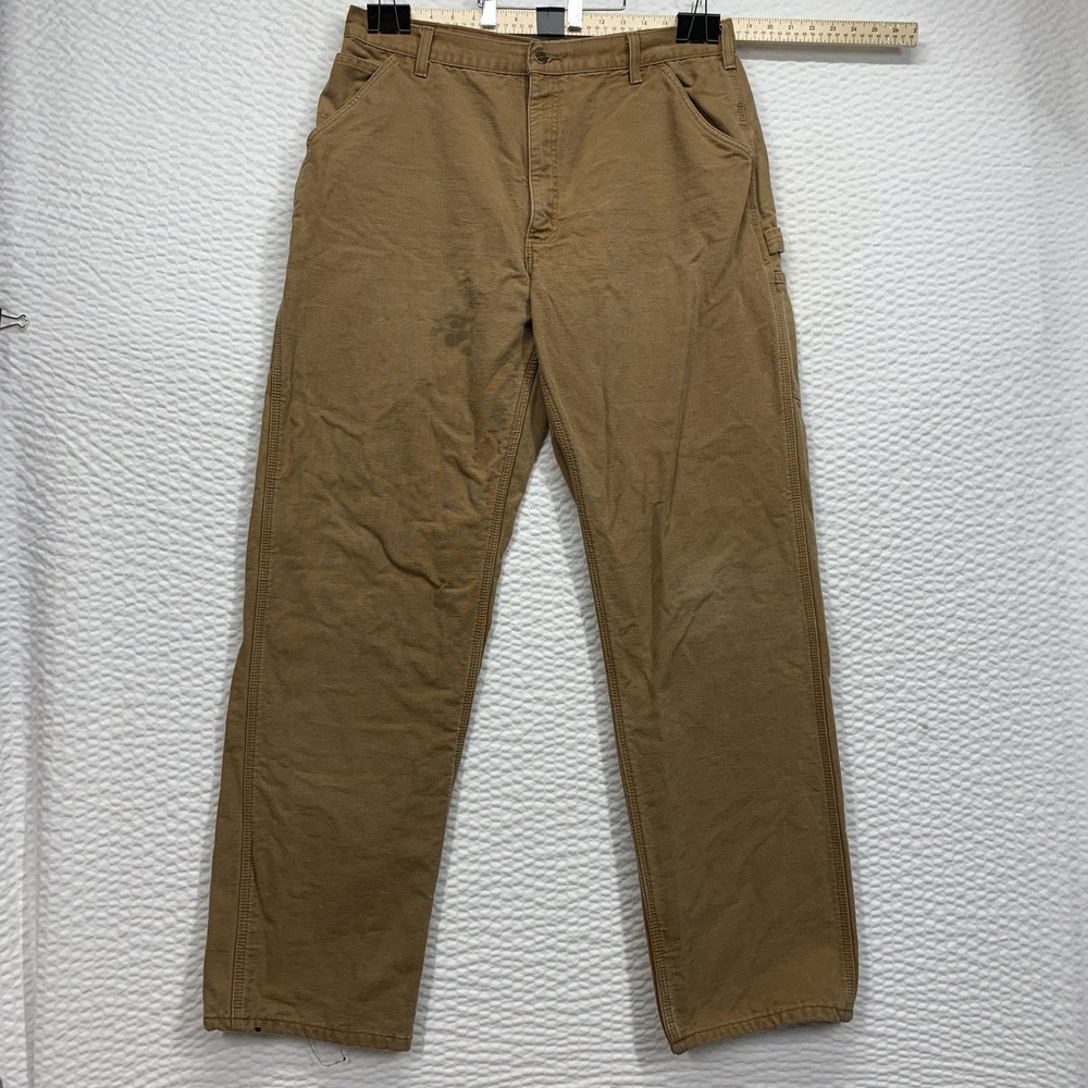 Carhartt B111-BRN Original Fit 38 X 36 Measure 36x34 Flannel Lined Pants Stained