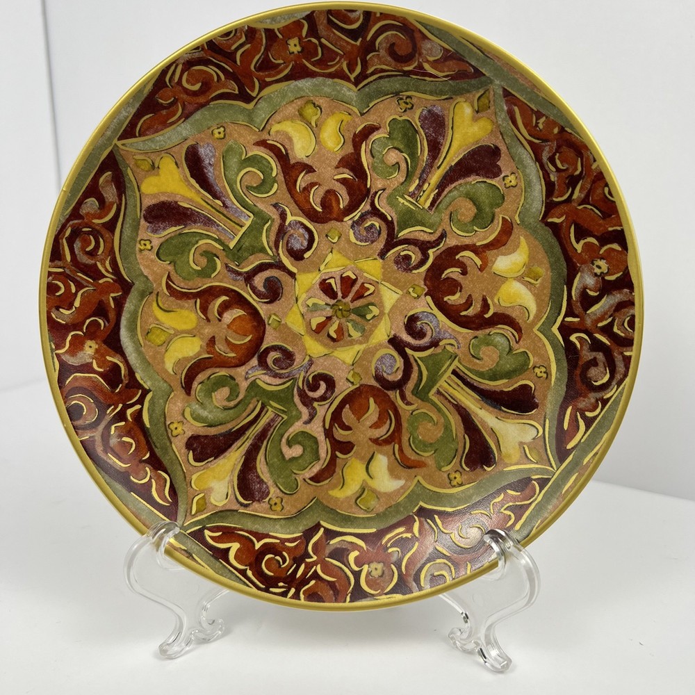 Pottery Barn Dinnerware Red Tile Pattern Stoneware Salad Plate 7