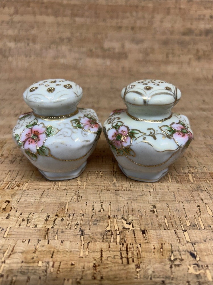 Antique Nippon Porcelain Hand Painted Salt And Pepper Shakers