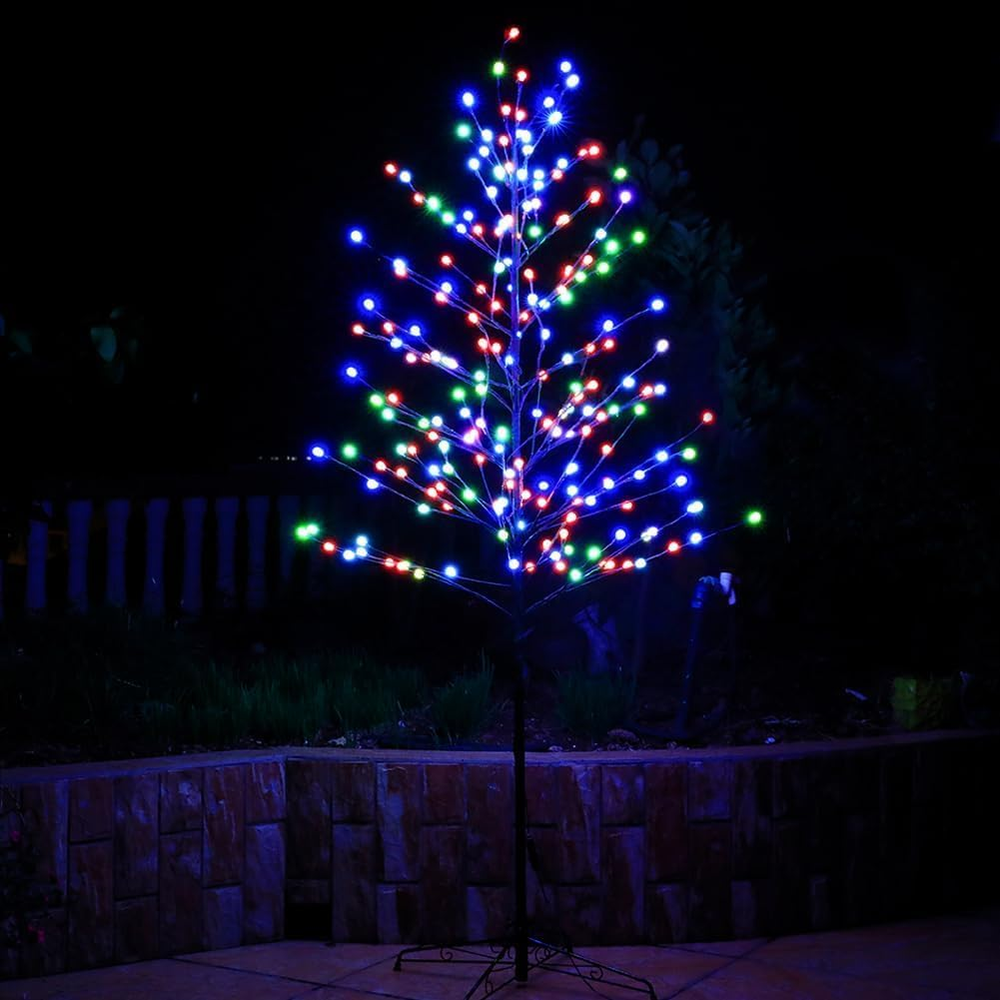 6.5FT 208 LED Multi-Color Twig Tree with Artificial Branches and Ball Lights