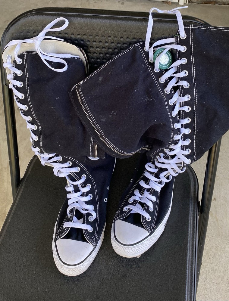 Converse High Top Zip Lace-Up Black White Casual Shoes Men's US 8.5