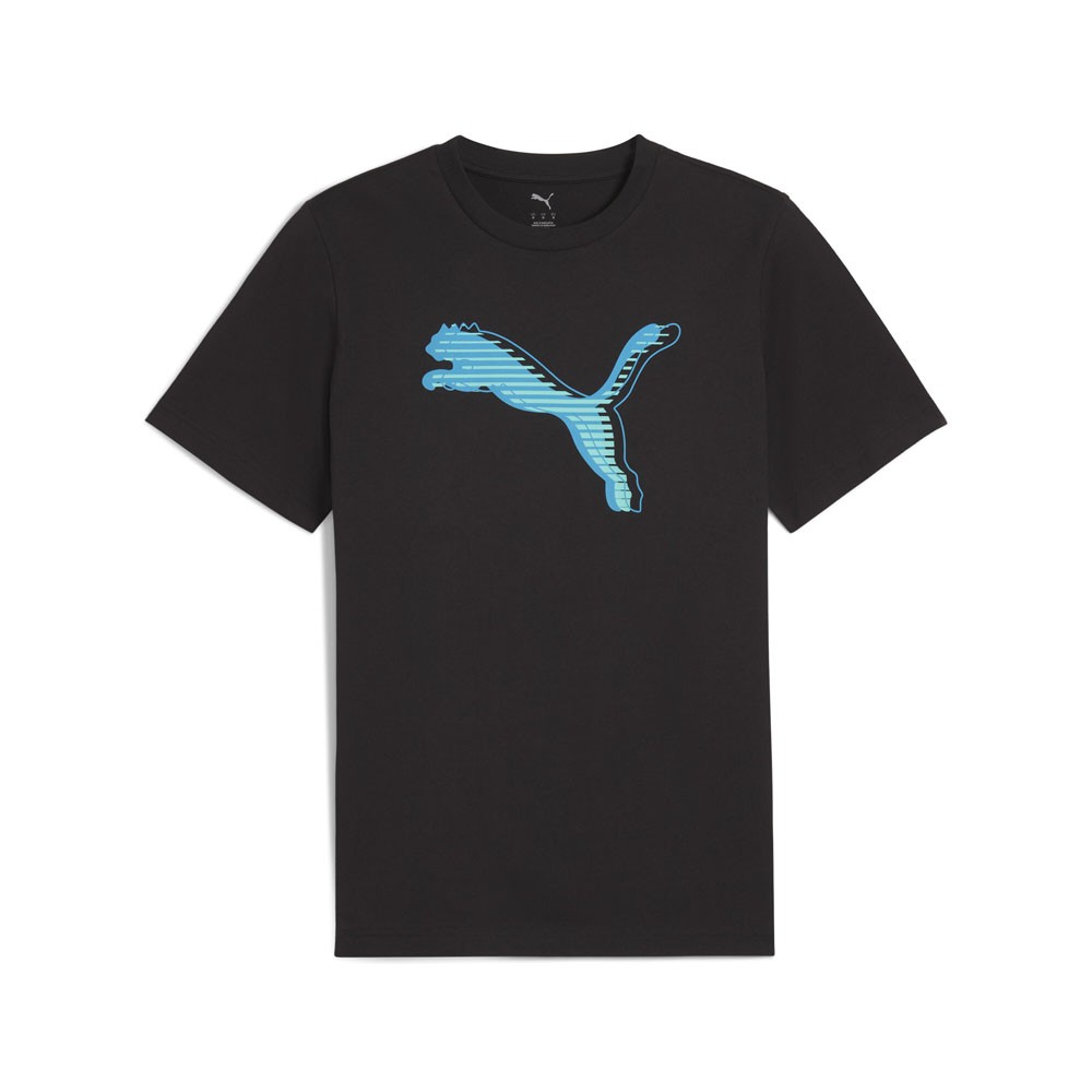 PUMA Graphics Cat Logo Crew Neck Short Sleeve T-Shirt Mens Black Casual Tops 684