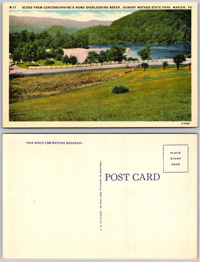 Hungry Mother State Park Marion Virginia Lake Beach Hills Postcard
